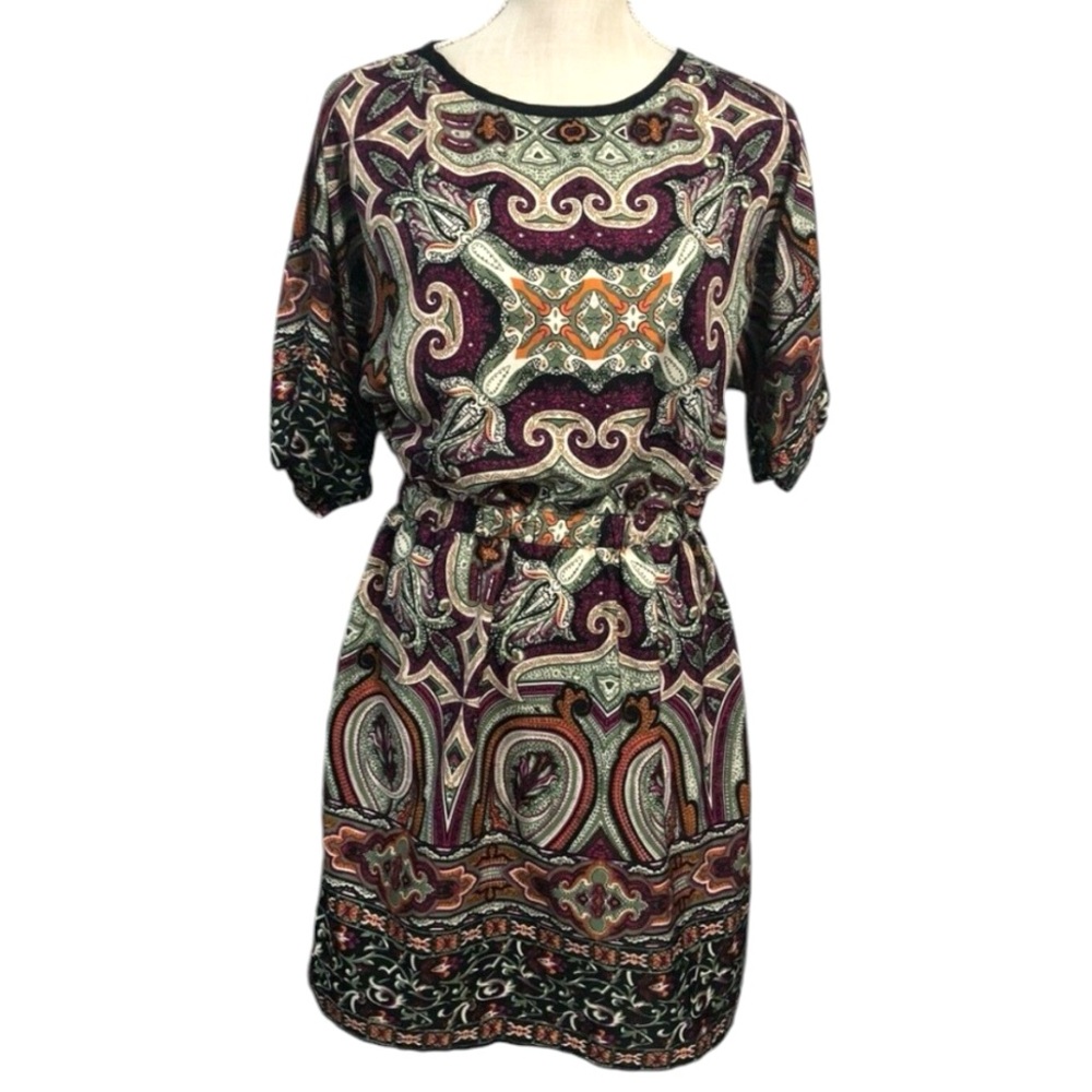 Angie Dress Boho Style Printed Casual Mini Dress Size Medium